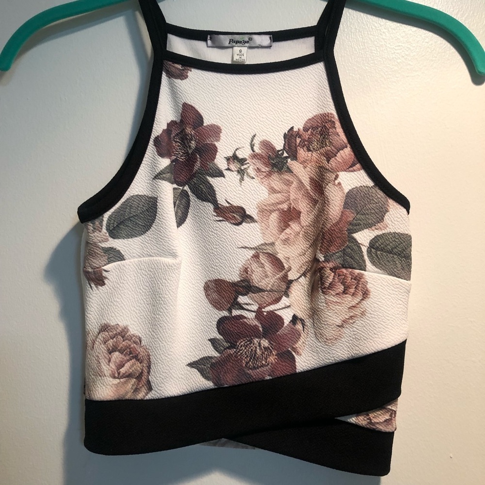 NWOT Floral Halter Crop Top - Picture 8 of 11